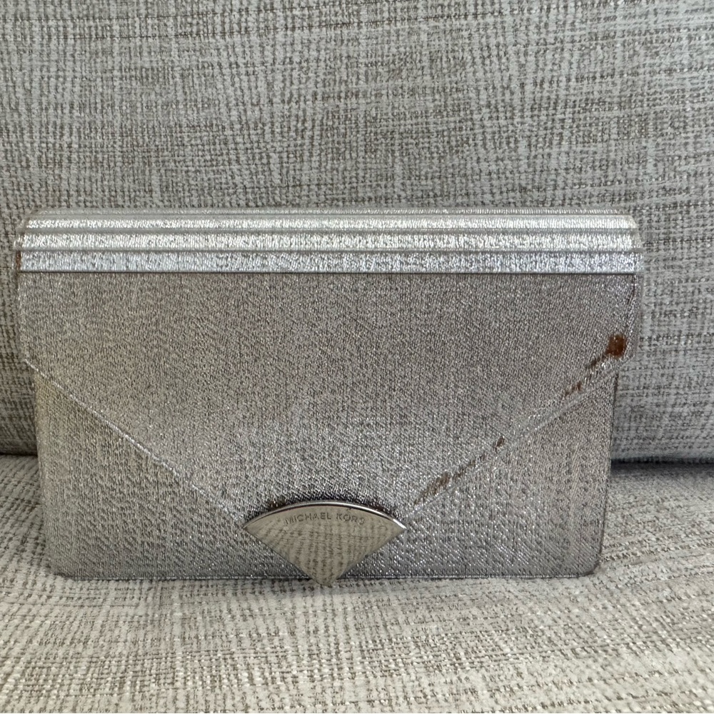 Michael Kors Metallic Silver Clutch